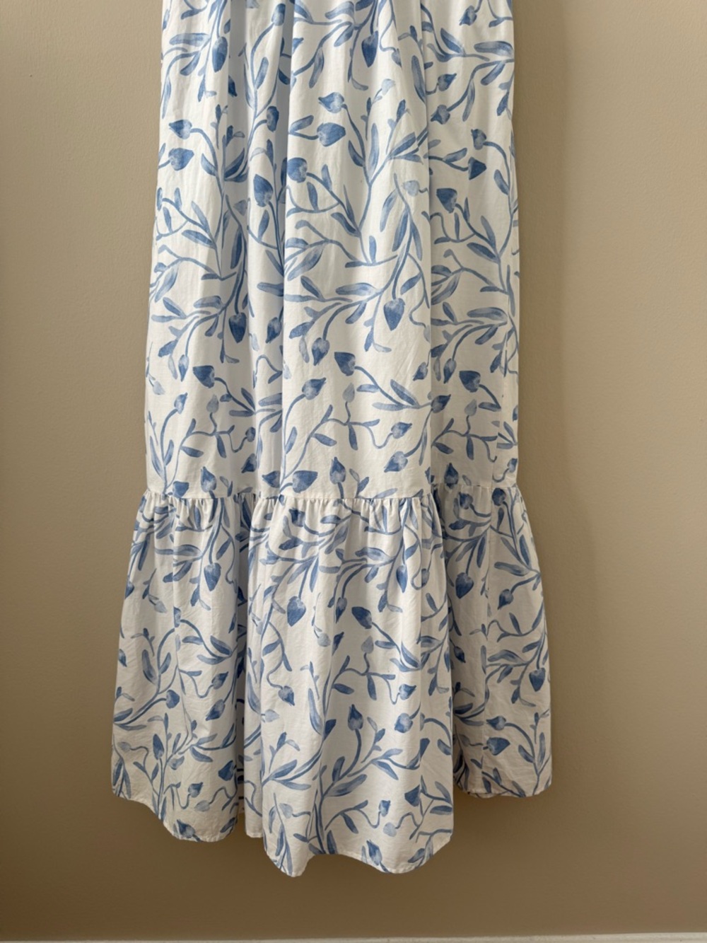 Abercrombie - Tall Cinch-Front Poplin Midi Dress - White & Blue - Picture 13 of 16